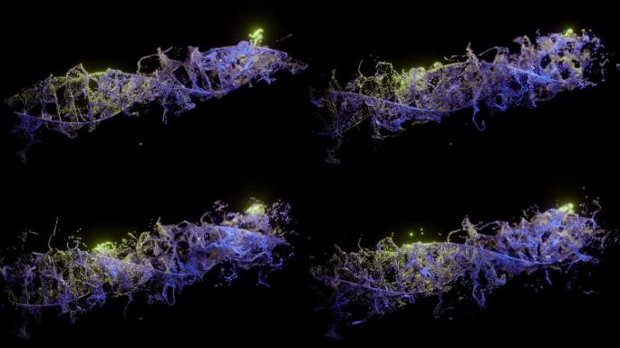 在黑色背景上抽象DNA。紫色和绿色的DNA分子。染色体中的DNA分子。科学,生物学。科学动画的遗传信