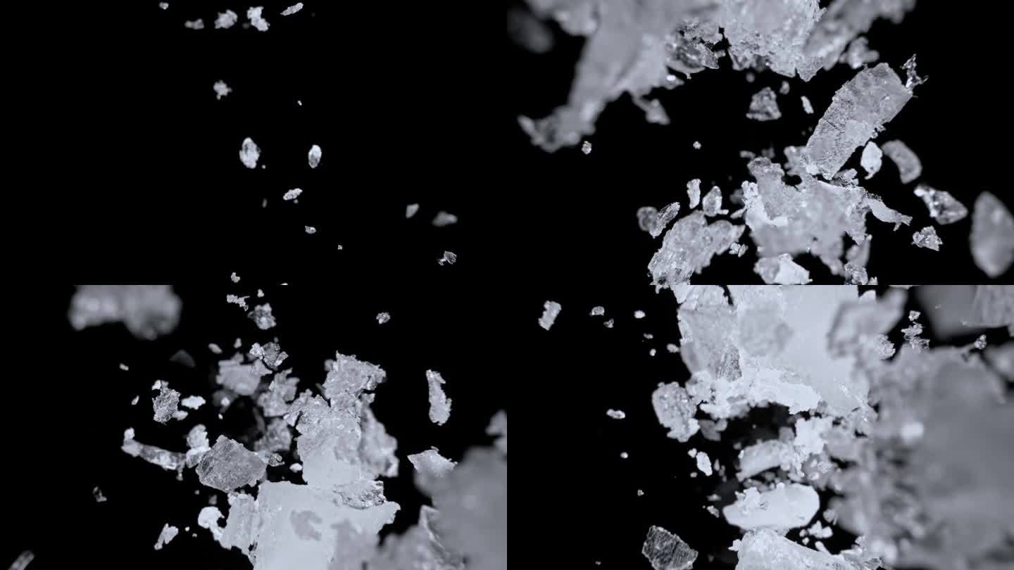 粉碎冰爆炸的超级慢动作镜头