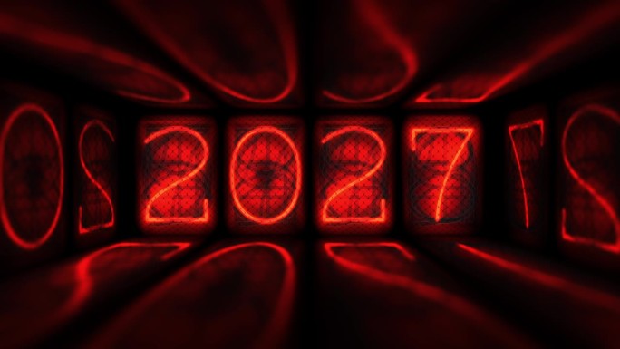 2024年2034年计数器在真空管上变化，显示闪闪发光的复古光蒸汽朋克
