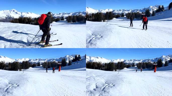 向蒙查文滑雪滑雪山上滑雪滑雪运动
