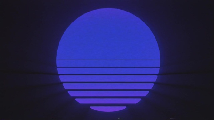 复古背景未来的夕阳80年代风格。数字复古网络条纹太阳霓虹形状。80年代的派对背景。复古80年代时尚科