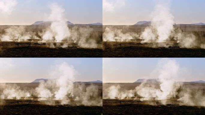 地球上的火星景观，冰岛冒着烟的喷气孔，地热能，火山和构造活动，位于黄金圈的著名地标。