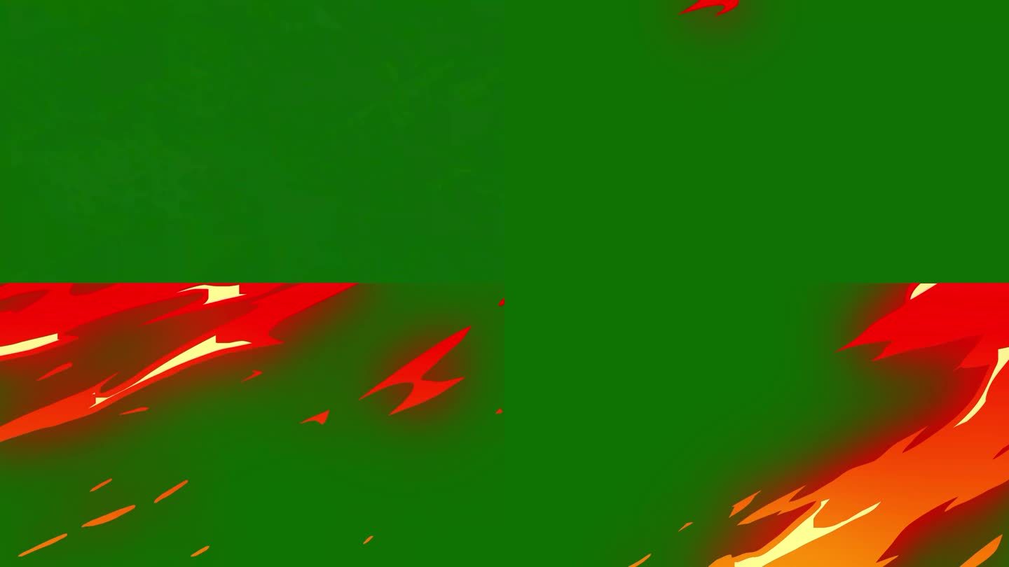 4K卡通火过渡和火元素:绿色屏幕背景上的Flash FX火过渡动画