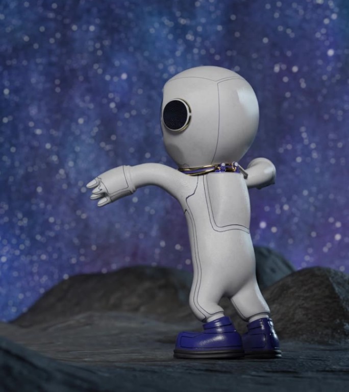 卡通宇航员在月球上跳舞