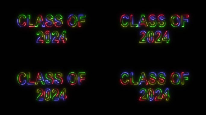 回到学校的文字动画与霓虹灯的颜色。学校是建立生活的好方法。2024届毕业生。毕业,4 k。