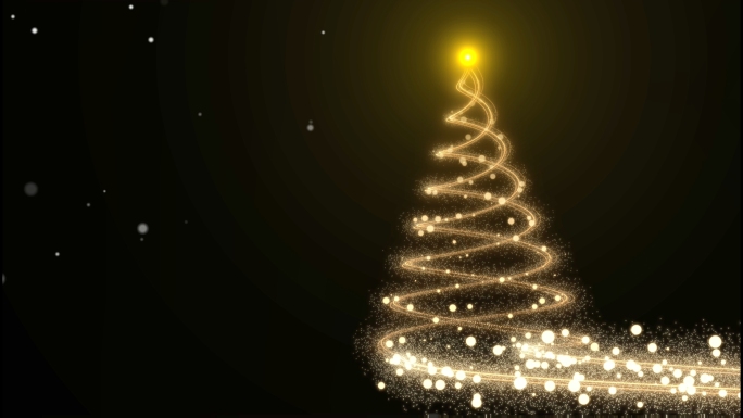 AE模版-圣诞节金色粒子圣诞树飘雪