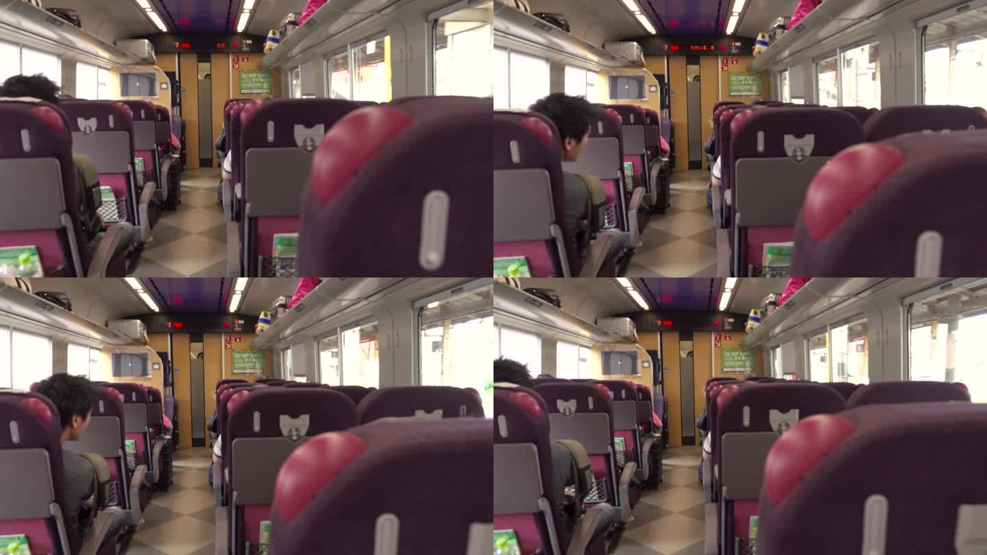 在中国白天，火车车厢内的景象