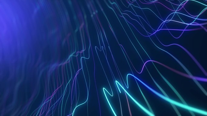 动态蓝色粒子波。数据技术背景