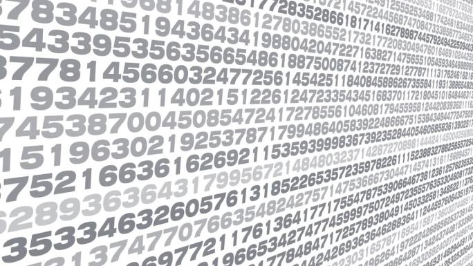 数字计数科学，白色背景上的算法和随机数通过统计学、数字序列和数据存储来传递数值，用于机器学习和数据科