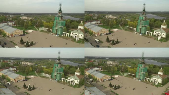 斯洛博德斯科伊正在重建的教堂中央广场鸟瞰图