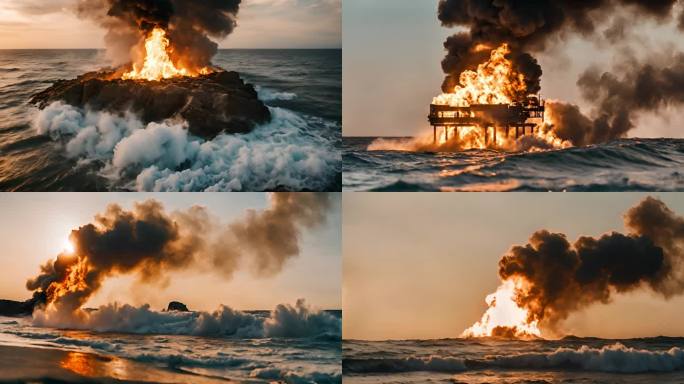 海洋石油泄漏燃烧