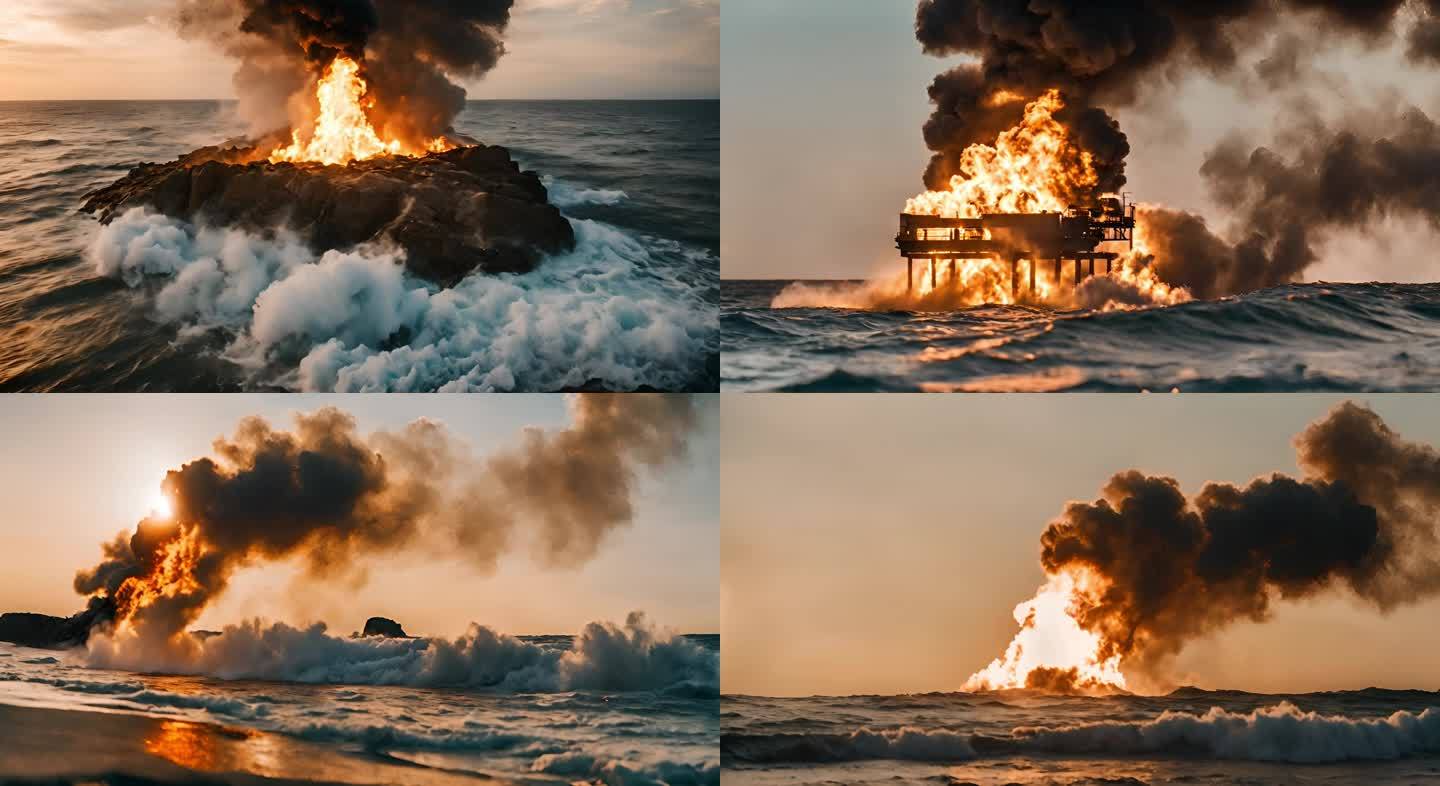 海洋石油泄漏燃烧