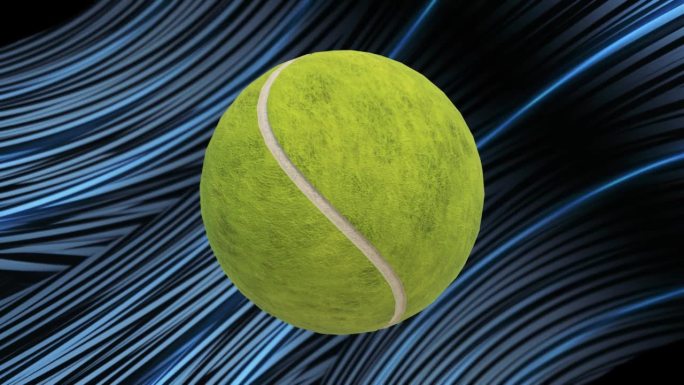 3D网球无缝循环背景与蓝色样条