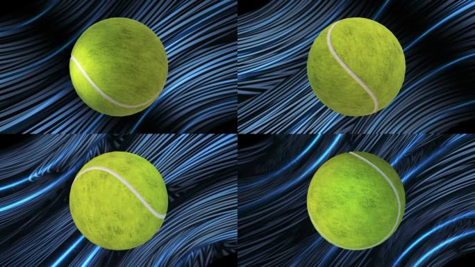 3D网球无缝循环背景与蓝色样条