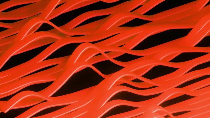 抽象的波浪背景在明亮的橙色。循环动画。环形无缝时尚的液体背景。抽象时尚的现代波浪线。运动条形抽象动画