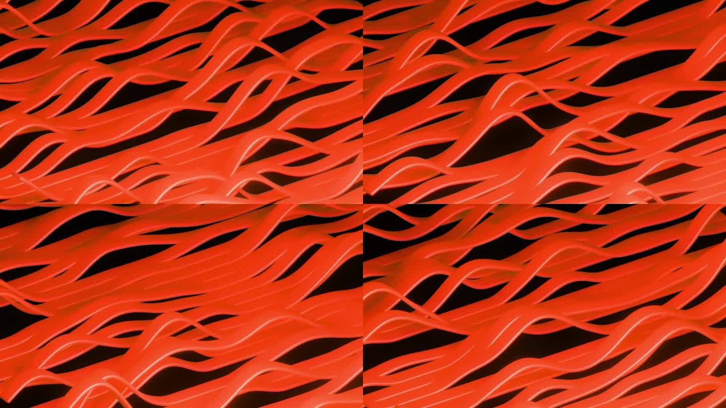 抽象的波浪背景在明亮的橙色。循环动画。环形无缝时尚的液体背景。抽象时尚的现代波浪线。运动条形抽象动画