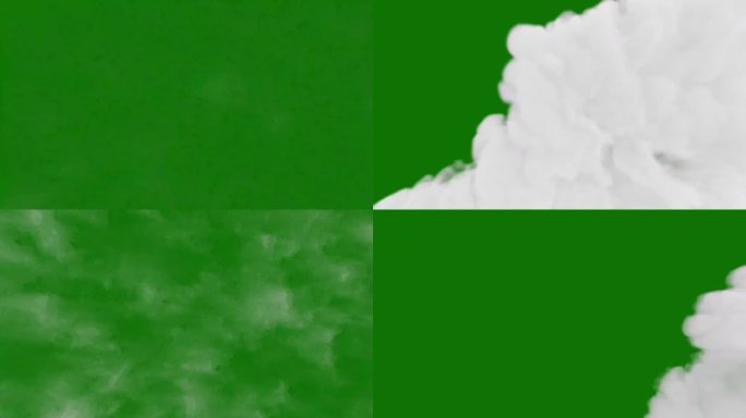 视觉特效白烟水平吹在绿色屏幕背景