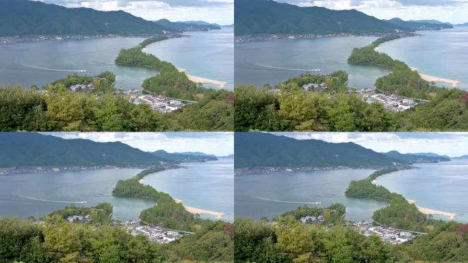 广角鸟瞰在天野町渡岛的渡船