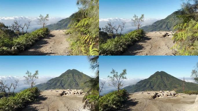 从印尼爪哇的卡瓦伊真火山上看到的莫兰蒂火山