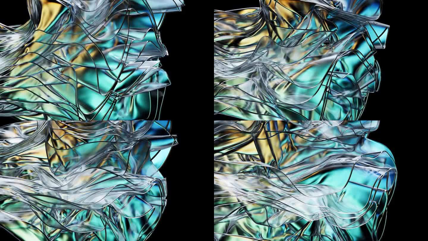 玻璃波在有节奏的运动中舞动，使这个抽象的背景栩栩如生。