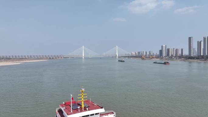 武汉天兴洲长江大桥航拍
