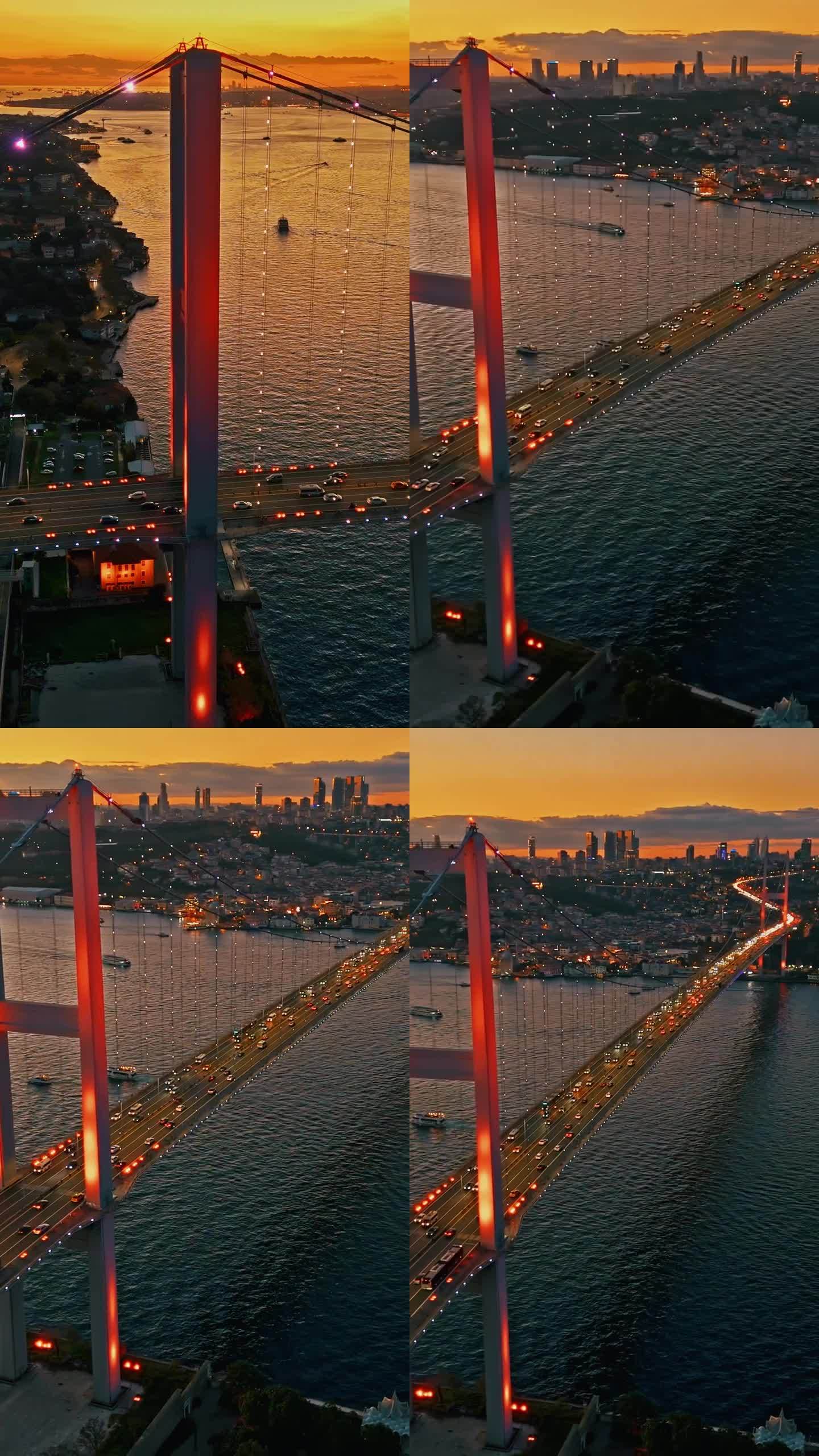 7月15日烈士桥和迷人的博斯普鲁斯海峡黄金时刻的空中奥德赛，#TemmuzŞehitlerKöprü