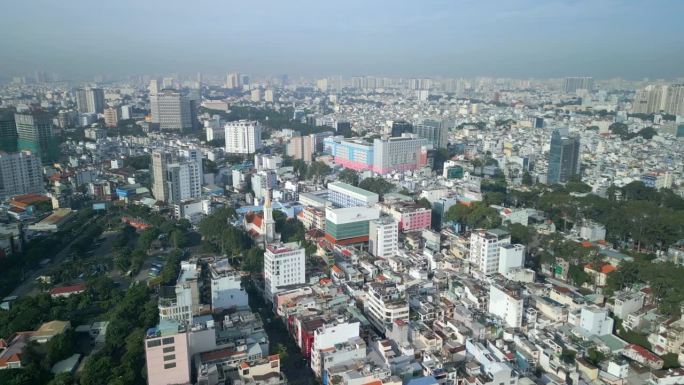 联排别墅鸟瞰图胡志明市，越南