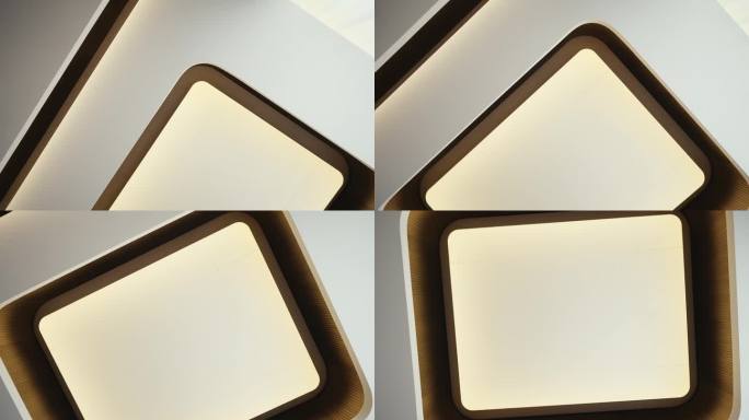 低角度的拉伸多层天花板装饰的木板和原来的方形led灯在中心。现代室内的时尚照明设计