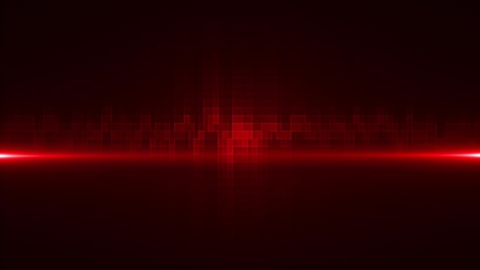 红色数字电路霓虹灯线在运动数字线循环动画背景，红色光线闪烁。