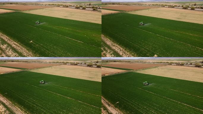 无人机拍摄的农田。季节性土壤栽培和灌溉