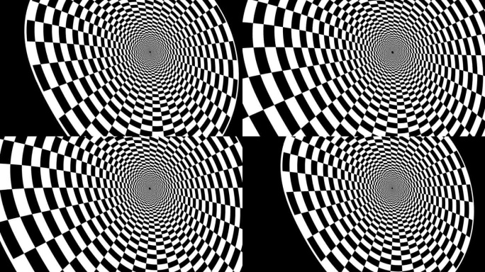 圆柱隧道方象棋黑白旋转，棋盘三维动画，视觉错觉循环镜头抽象背景为vj, dj，模板，介绍和输出视频。