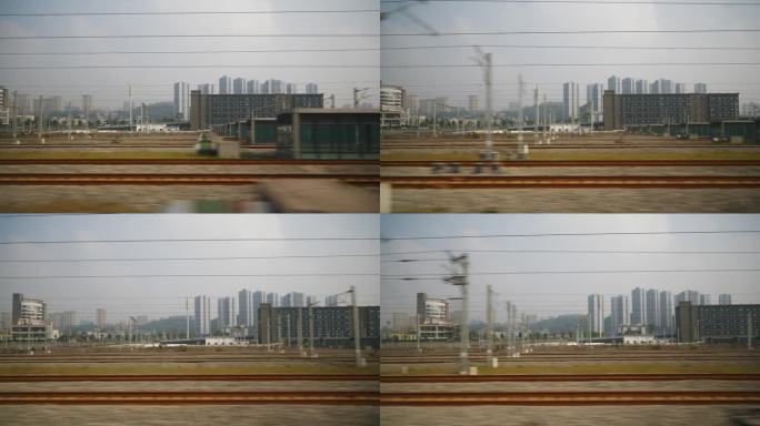 白天长沙到成都火车自驾游乘客窗口pov站全景4k中国