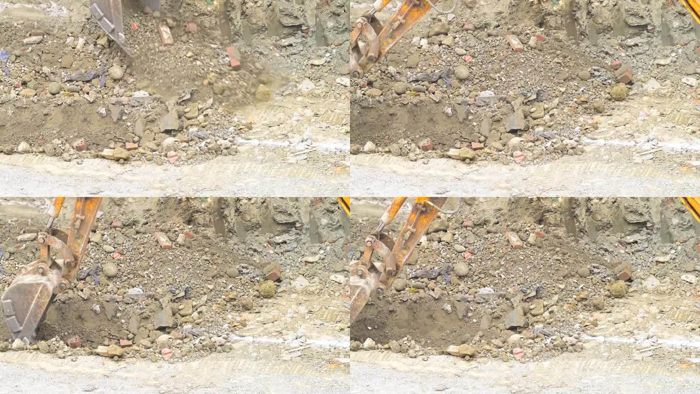 挖掘机挖掘土壤