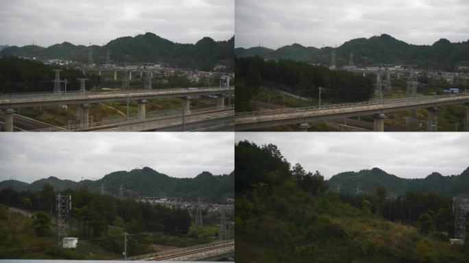 晴天长沙到成都火车自驾游乘客窗口pov工业全景4k中国