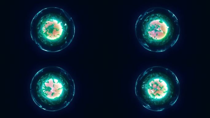 神奇的抽象发光球粒子和动画波能量球的背景。4 k循环