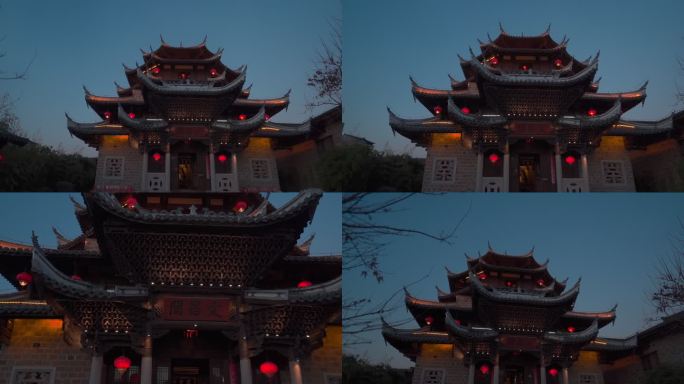 龙岩长汀古城大气建筑夜景