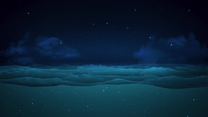 夜晚的水圈映衬着繁星满天
