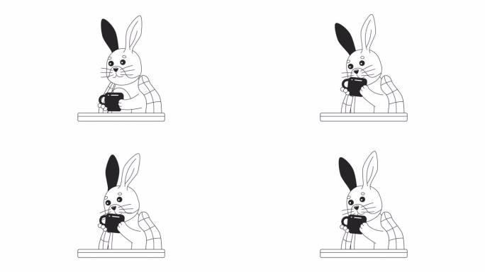 卡哇伊兔喝茶杯2D人物动画