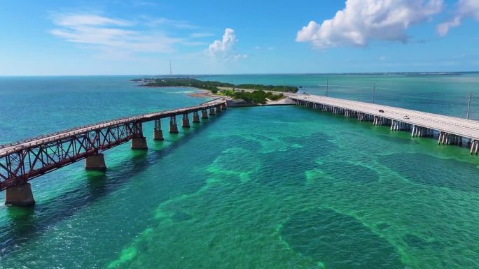 佛罗里达群岛桥梁-空中无人机镜头