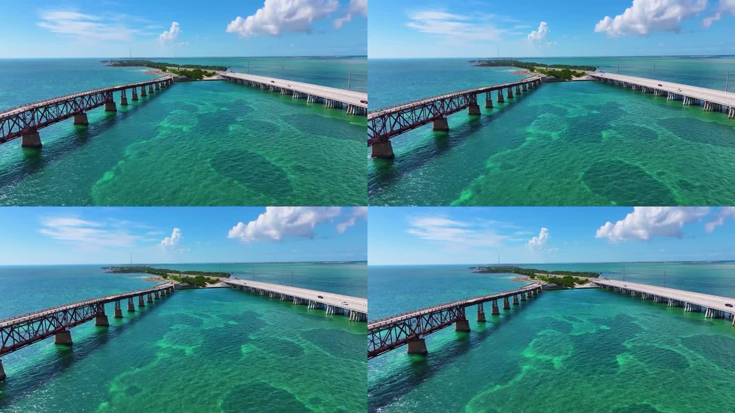 佛罗里达群岛桥梁-空中无人机镜头