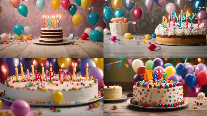 生日蛋糕蜡烛庆祝气球