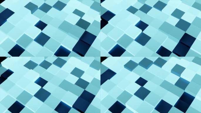 蓝色矩形在屏幕上移动的数字动画。设计。上下移动立方体的波
