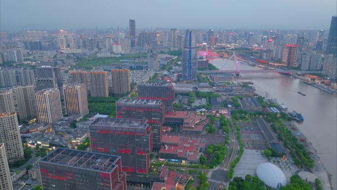 浙江省宁波市地标夜晚夜景车流航拍延时鄞州