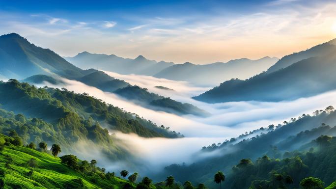 云雾大山  云海 山顶云海