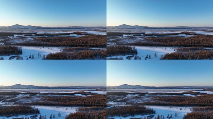 大兴安岭冬季山间盆地雪景