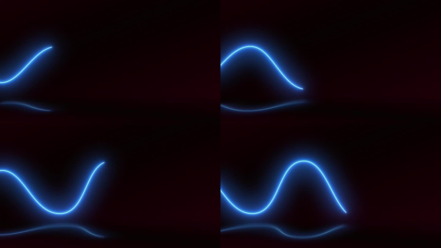 明亮的霓虹蓝色曲线线条抽象的技术背景