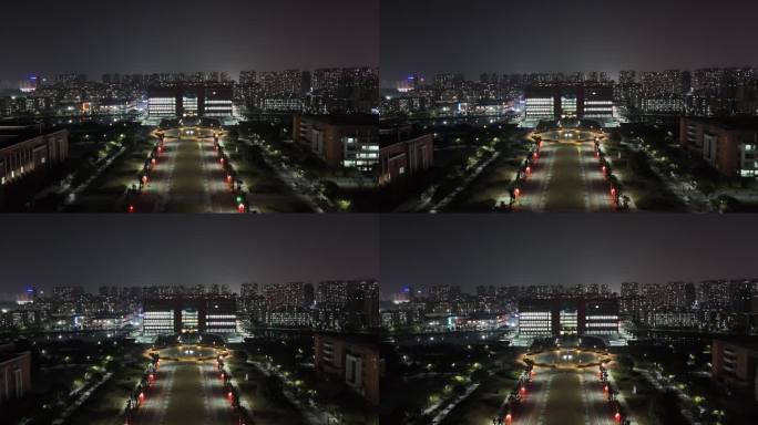 4k江西科技师范大学夜景航拍