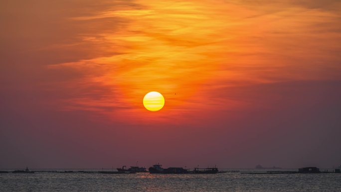 中国海南三亚西岛傍晚日落夕阳延时