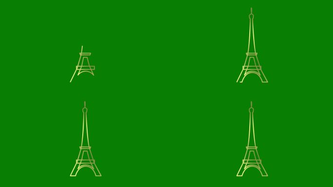 画出了金色的埃菲尔铁塔。法国的线形符号。毛圈的视频。巴黎的概念，旅行，旅行，建设，旅程。线矢量插图孤