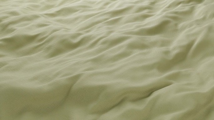 波浪绿色丝绸面料飘动表面与织物细节